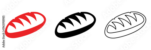 Fresh baked bread loaf silhouette vector illustration