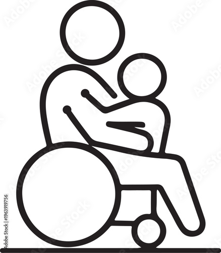 Mother and Child Care Line Icon