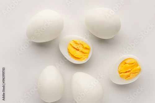 Boiled quail eggs on white ...