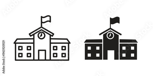 school icon and symbol. Vector logo design element.