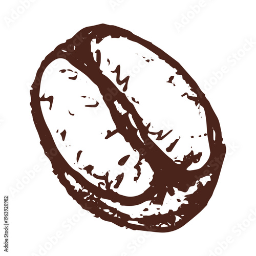 Hand drawn fresh roasted coffee bean Arabica robusta seed doodle Single element for print, web, design, decor