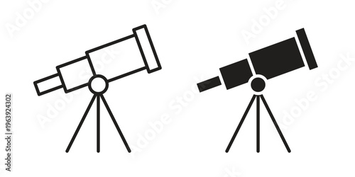 Telescope icon and symbol. Vector logo design element.