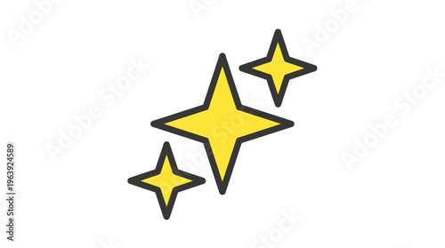 Three shining yellow stars sparkling on a dark background