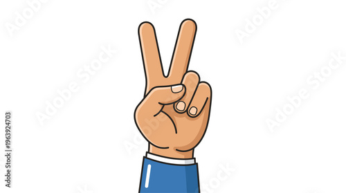 Hand making a peace sign gesture with two fingers up