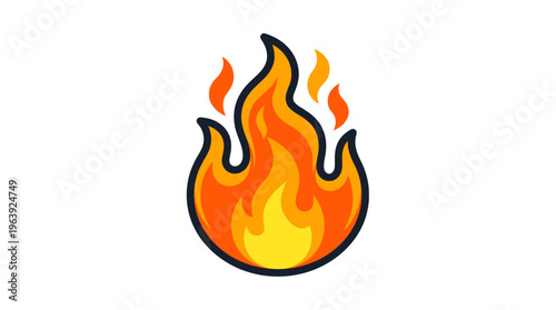 Bright orange and yellow fire flame burning intensely