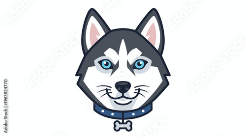 Cartoon husky dog head with a stern expression