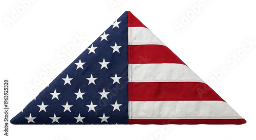 Folded American Flag Triangle Isolated White Background