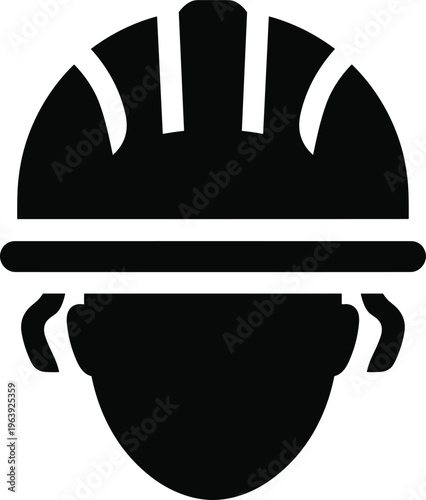 Silhouette of worker wearing safety helmet hard hat protective headgear industrial construction hazard prevention occupational safety illustration design