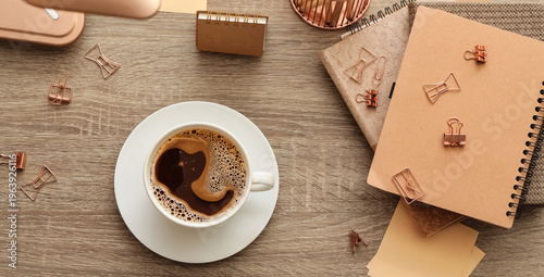 Cup of coffee with statione...