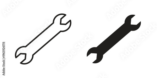Wrench icon and symbol. Vector logo design element.