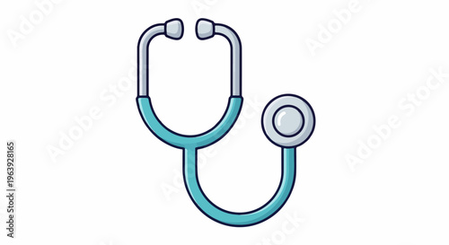 A simple, flat illustration of a teal and silver stethoscope