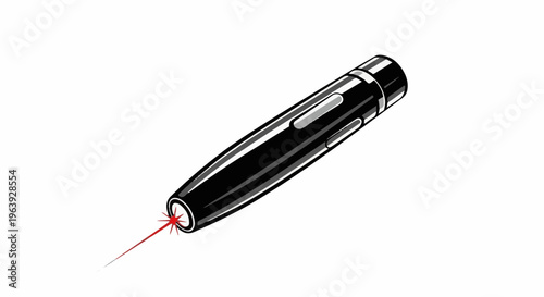 A sleek, black device emits a thin, red laser beam from its tip