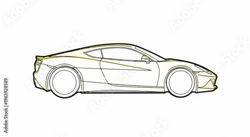 A sleek, modern sports car depicted in a minimalist outline drawing