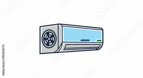 A stylized illustration of a wall-mounted air conditioner unit