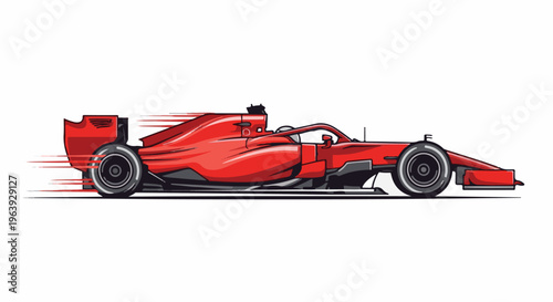 A vibrant red racing car speeding forward with motion blur effects