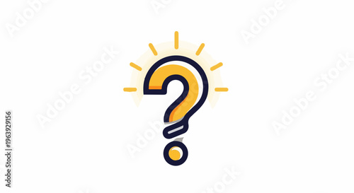 A question mark icon with radiating lines, symbolizing an idea or a solution