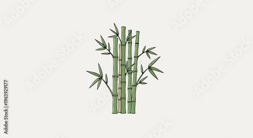 A simple sketch of green bamboo stalks with leaves