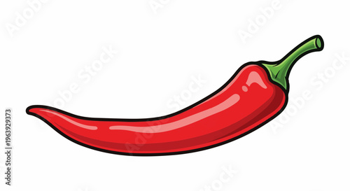 A vibrant, stylized red chili pepper with a glossy finish, set against a white background