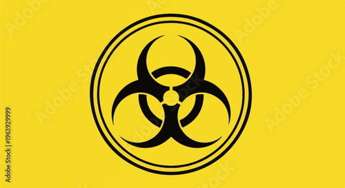 A stark biohazard symbol on a vibrant yellow background
