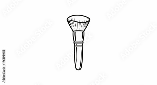 A simplified black and white sketch of a makeup brush