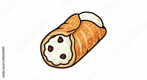 A sweet, crunchy cannoli pastry filled with creamy filling and chocolate chips