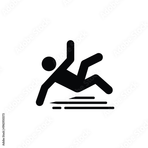 Illustration of vector stick figure athlete crossing finish line in a dynamic sprinting motion quickly
