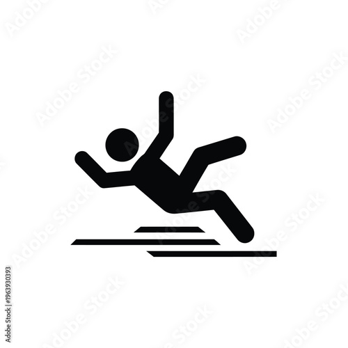 Illustration of vector slipping man icon on stairs warning sign for slippery surfaces and accidents