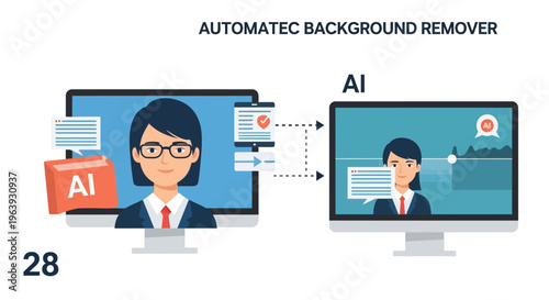 AI powered tool removes background from image on computer screen display