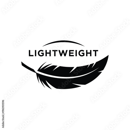 Illustration of vector feather logo design with lightweight text branding