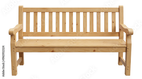 Wooden Garden Bench Isolated on White Background