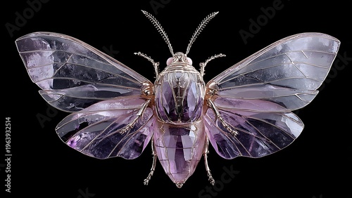 Stunning Amethyst Crystal Moth Sculpture with Intricate Details and Design