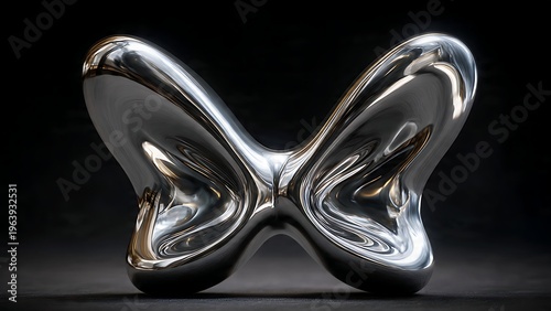 Sleek Metallic Butterfly Sculpture with Modern Design Against Dark Background