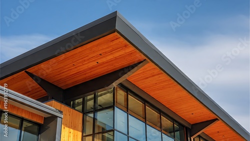 Detailed Close-Up of a Modern Flat Roof Design with Wooden Underlay