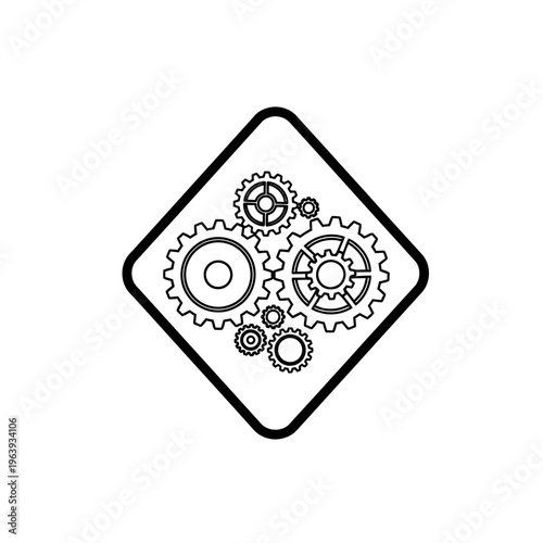 Gears and Cogs in a Diamond Shape - Symbol of Industry, Engineering, and Teamwork