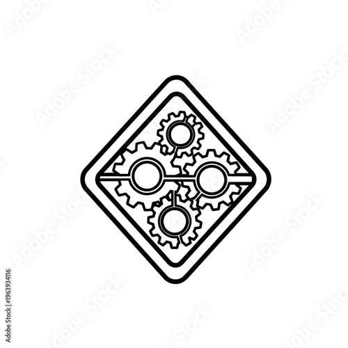Gears and Cogs Interconnected in a Diamond Shape, Symbolizing Teamwork and Process