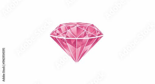 A vibrant pink gemstone with geometric facets, cut and polished