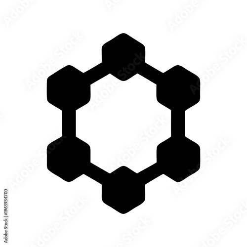 Hexagonal network icon representing connection, structure, and molecular bonds Vector, illustration