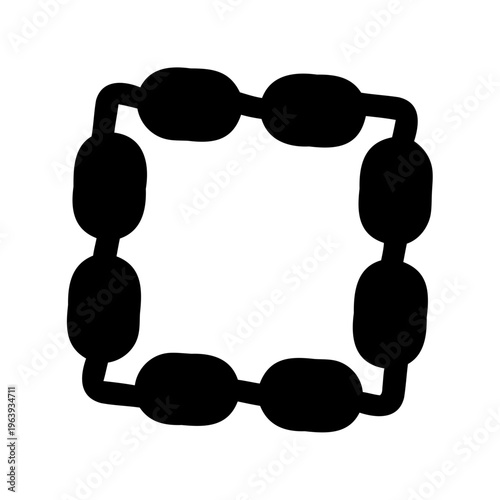 Abstract square frame composed of interconnected black pill-shaped segments on white background Vector, illustration