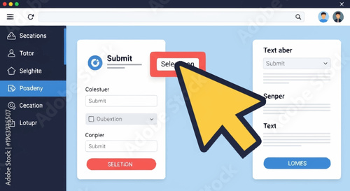 Cursor Pointing to Submit Button on a Website Interface.