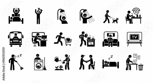 Daily Routine Pictograms - A Visual Guide to Everyday Activities.
