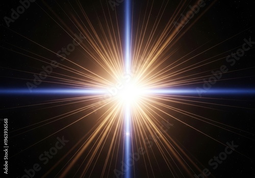 Cosmic explosion radiating brilliant light beams against a dark backdrop