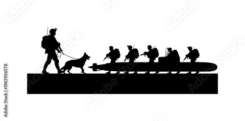 Arctic Rescue Team with Sled Dogs and Inflatable Boat