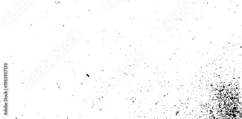 Black and white grunge texture with scattered dust particles and noise overlay