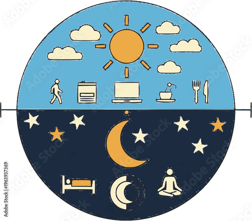 Circadian Rhythm Day Night Cycle Flat Infographic