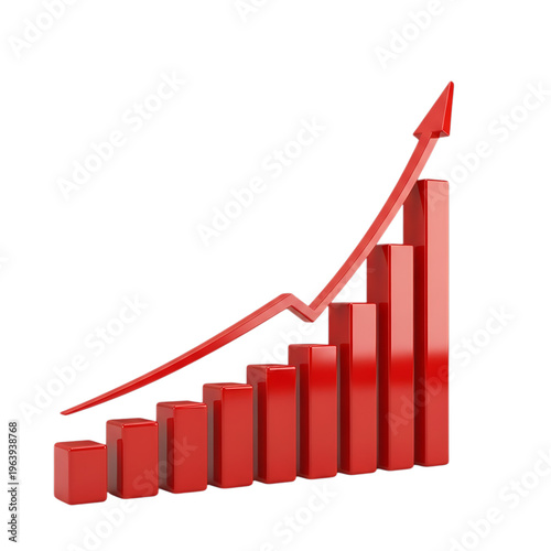 Free Download Red bar chart showing business growth with rising arrow on top of - GFXLoad