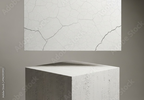 Abstract map displayed on a modern pedestal with a dark base and light top