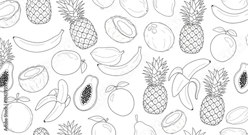 Hand Drawn Tropical Fruit Seamless Pattern