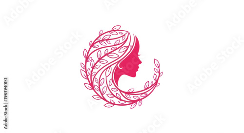 Woman silhouette with leafy halo