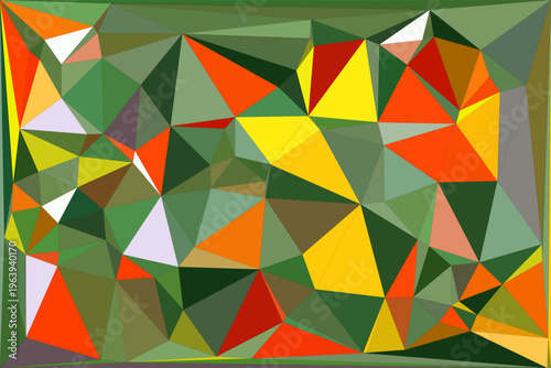 Colorful abstract geometric pattern with triangles and polygons in vibrant hues.