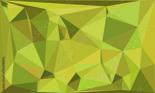 Contemporary green and yellow geometric backdrop with large triangular facets and sharp lines.